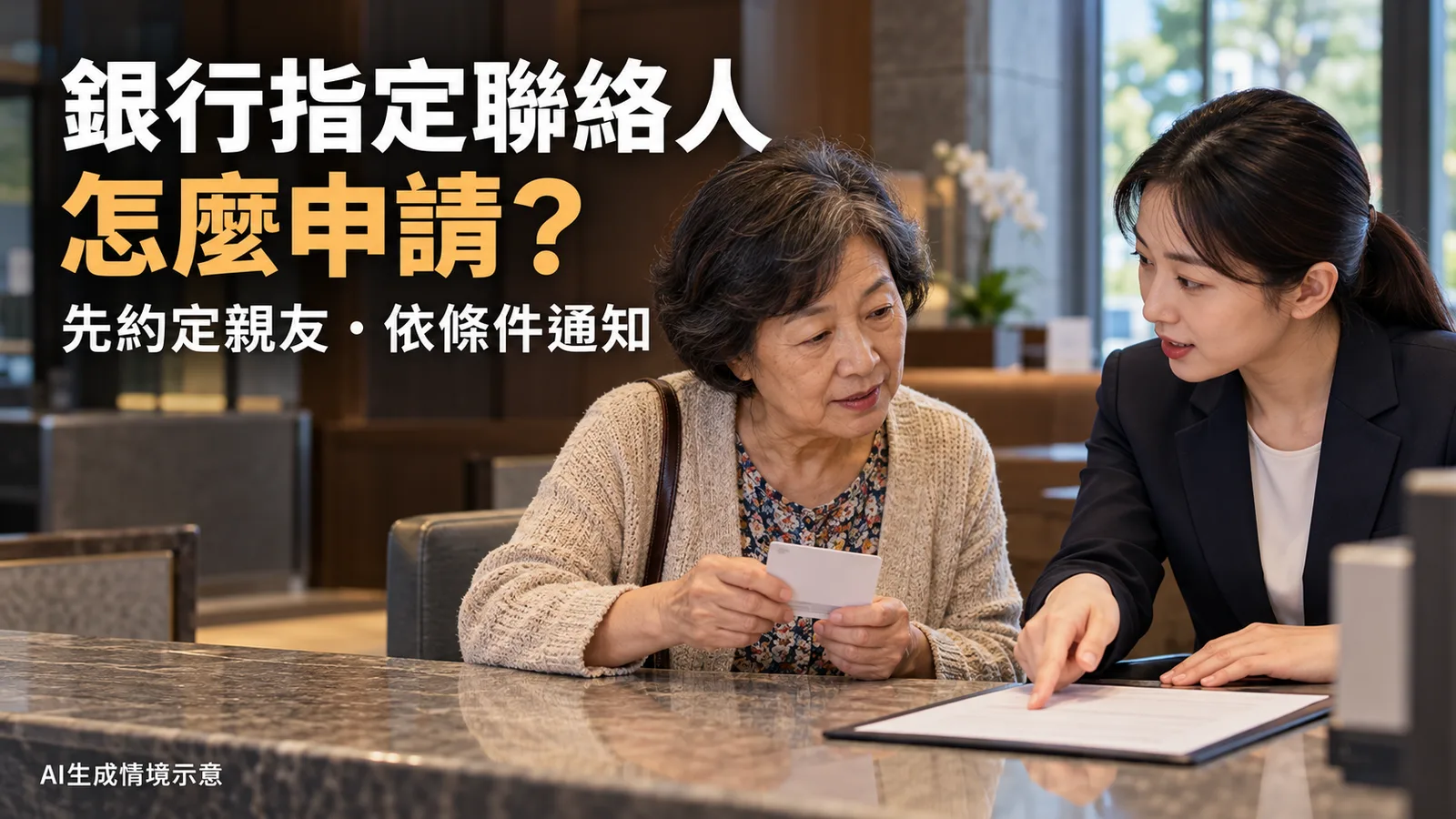 銀行指定聯絡人怎麼申請？定存解約、大額匯款通知條件一次看