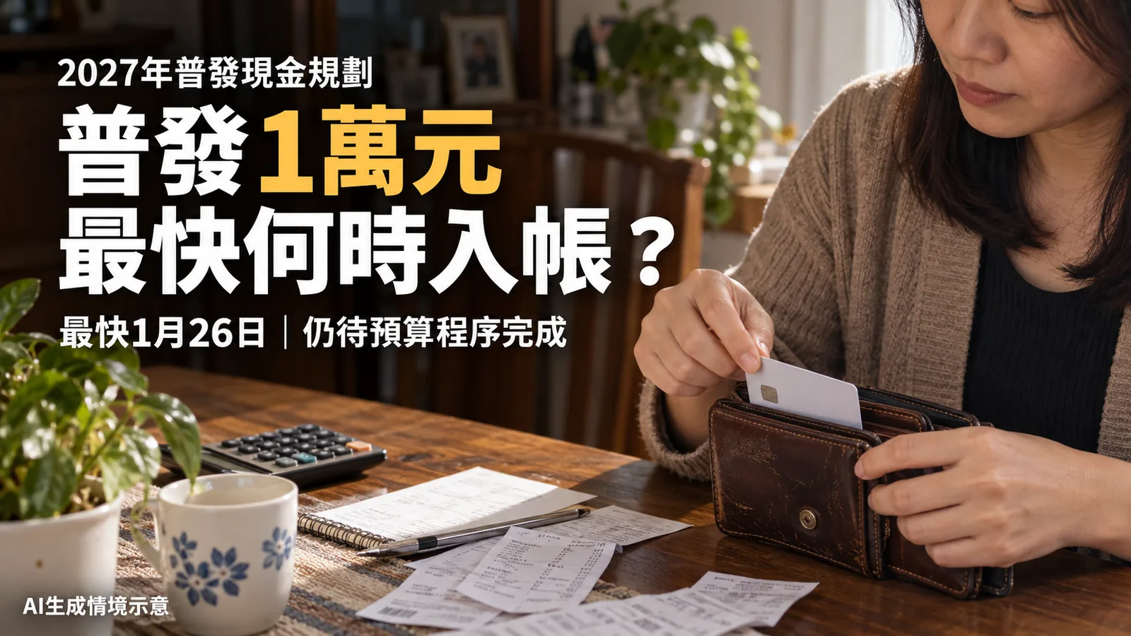 普發1萬元何時領？2027年最快1月26日入帳，資格與五種領法公布