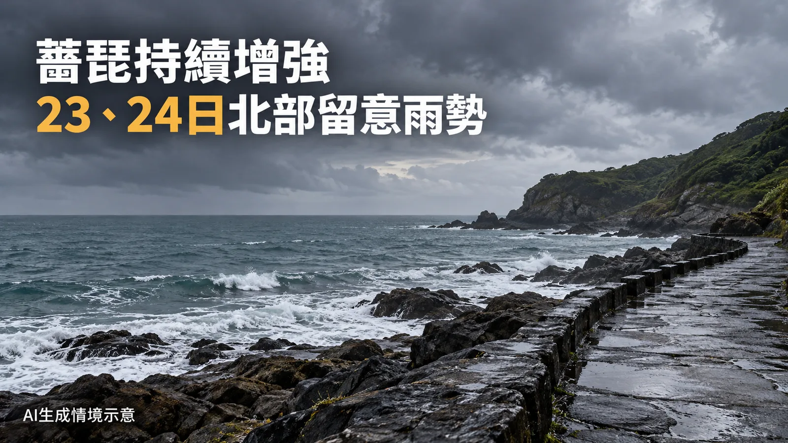 薔琵中颱風速每秒45公尺，氣象署估23、24日北部有局部大雨機率