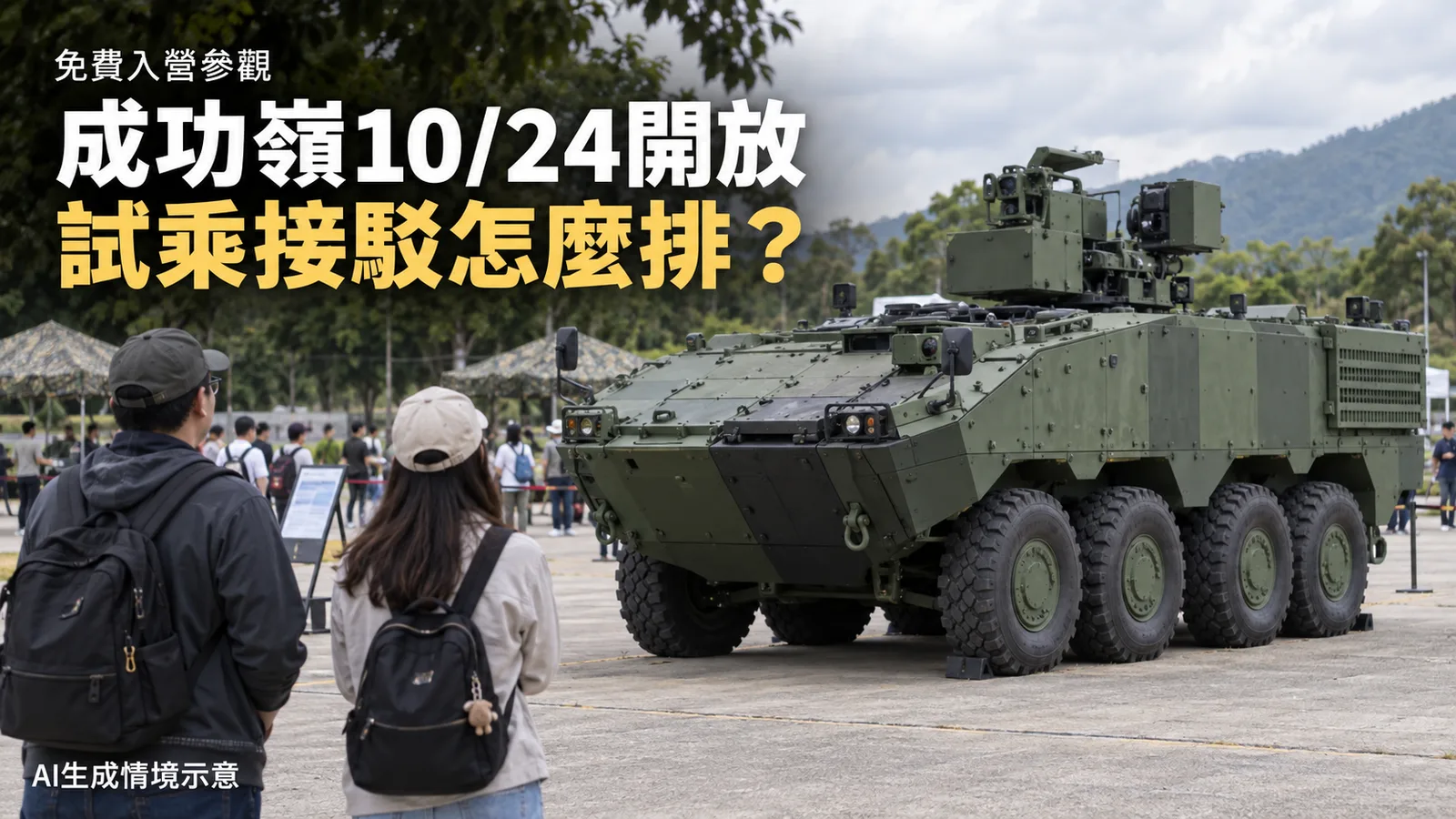 成功嶺10月24日免費開放，八輪甲車試乘、證件與接駁怎麼安排？