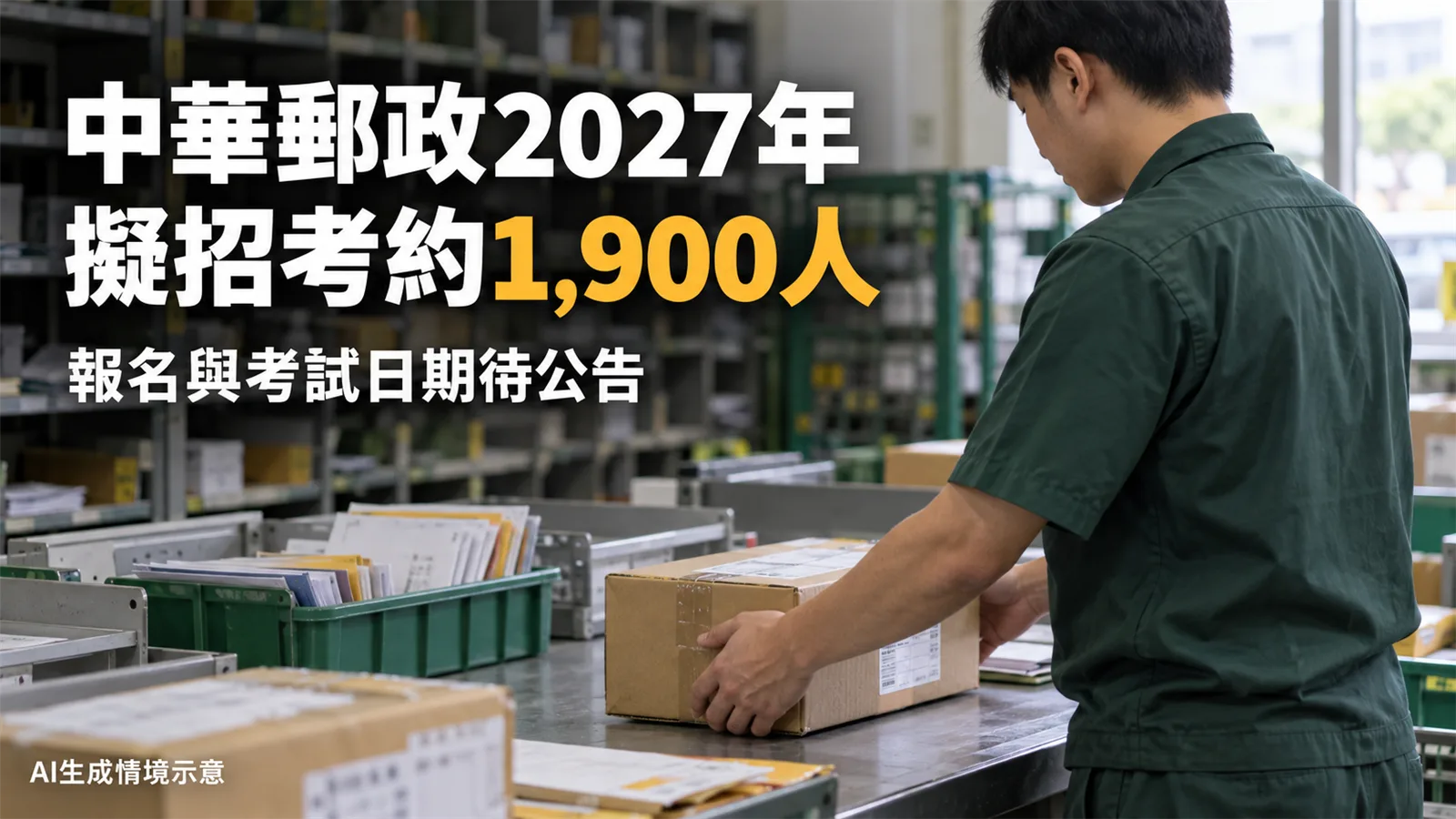 中華郵政2027年擬招考1,900人，報名進度與資格、薪資怎麼查？
