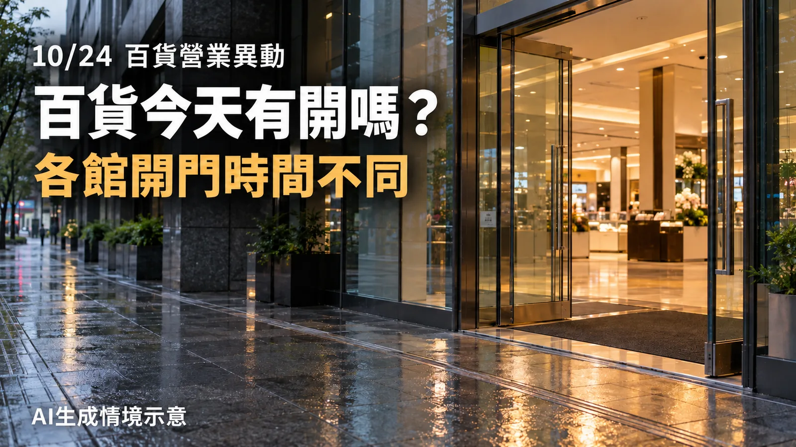 10月24日百貨有開嗎？新光三越、SOGO部分店14時開門，微風11時營業