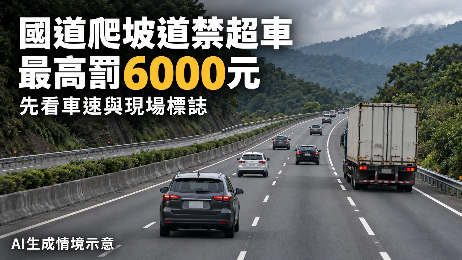 國道爬坡道誰能走？高公局提醒禁超車，違者最高罰6000元