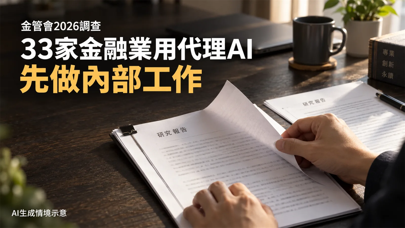 金管會調查：33家金融業者用代理AI，先做內部工作