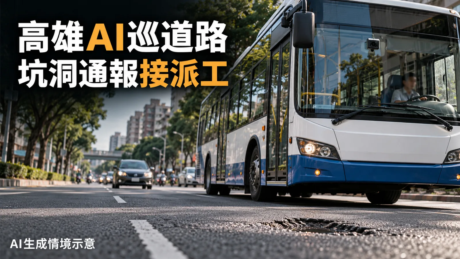 高雄用AI巡查道路坑洞，影像接派工平台仍由人員確認