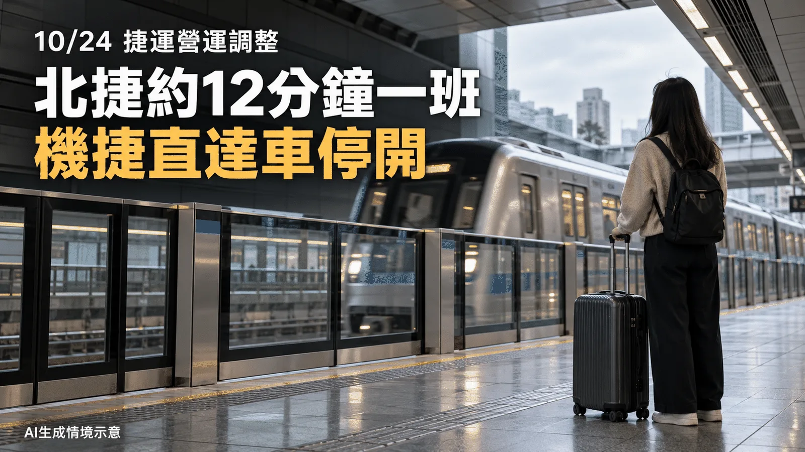 10月24日捷運有開嗎？北捷約12分鐘一班，機捷停開直達車