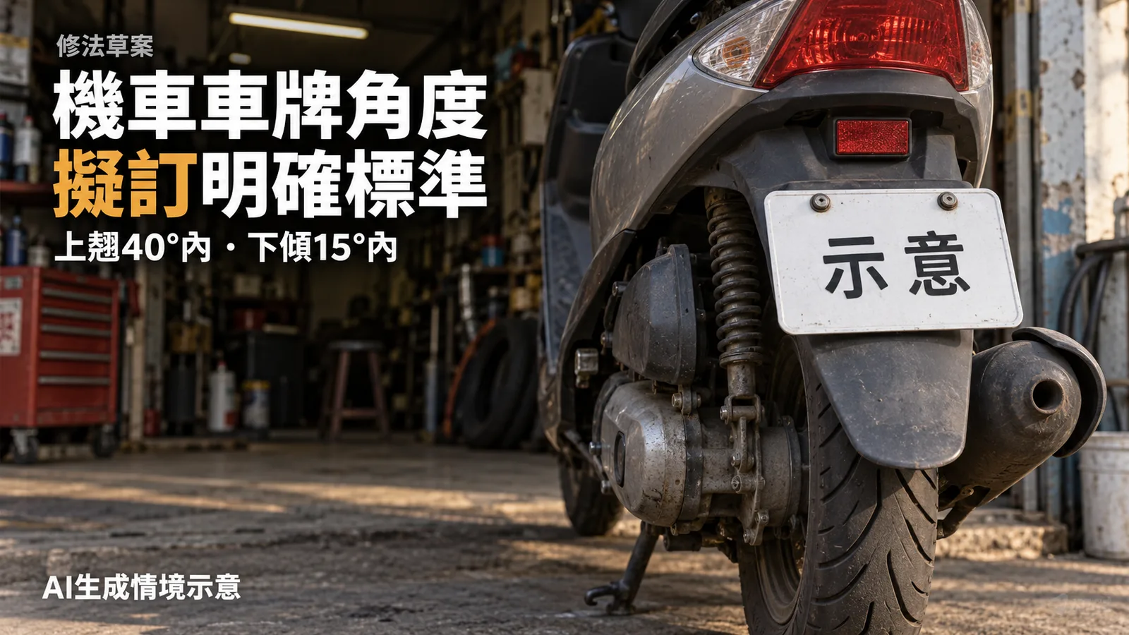 機車車牌角度擬訂上翹40度、下傾15度，舊車與改牌架怎麼看？