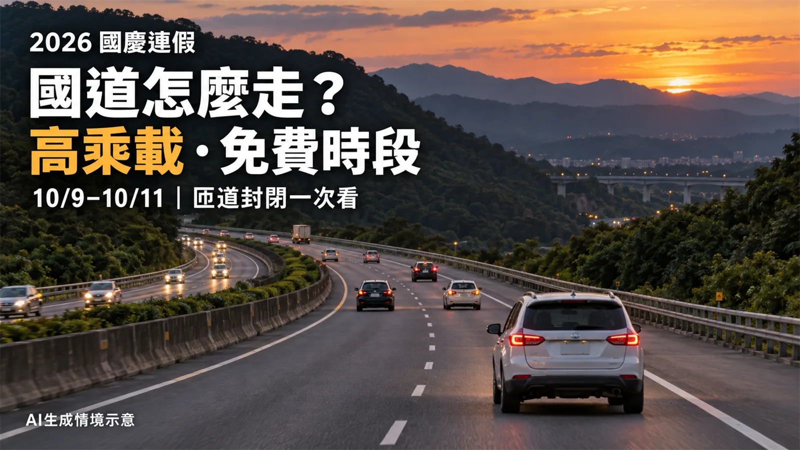 2026國慶連假國道怎麼走？高乘載、免費時段與匝道封閉整理