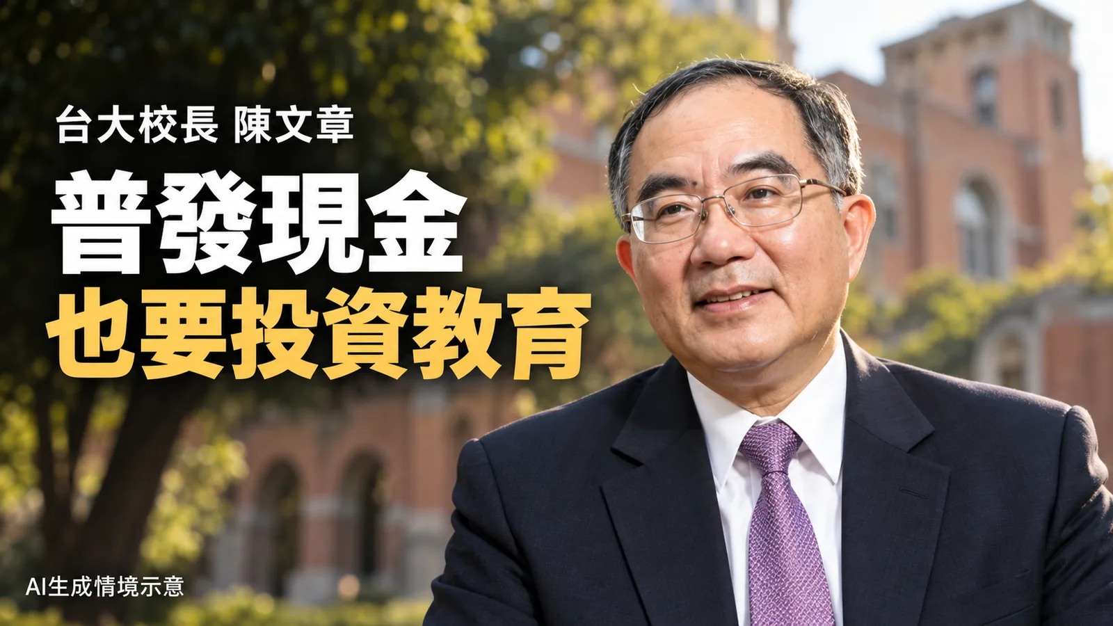 普發現金也要投資教育　台大校長陳文章籲加強攬才留才