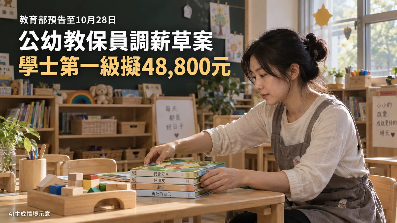 公幼教保員學士起薪擬升48,800元，教育部修法預告至10月28日