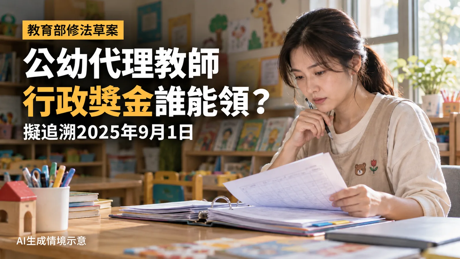 公幼代理教師行政獎金擬補法源，哪些人可領、何時追溯？
