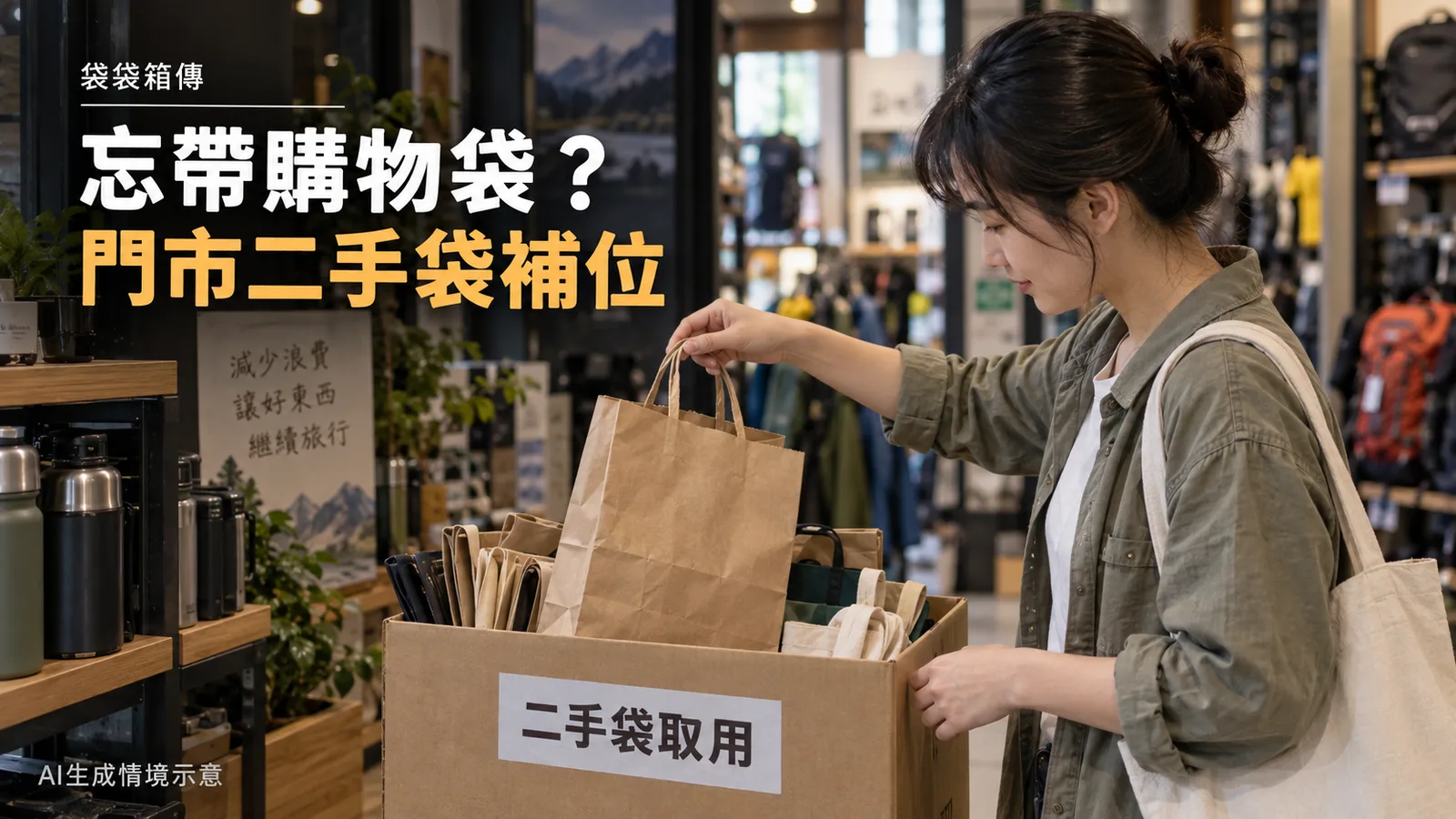 忘帶購物袋去哪拿？迪卡儂14處、百事益6處加入二手袋取用