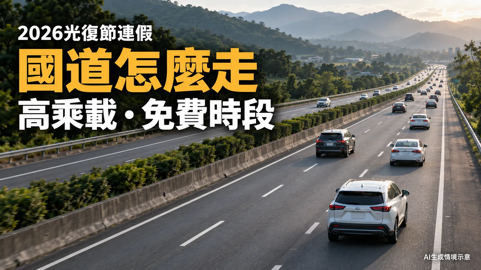 2026光復節連假國道怎麼走？高乘載、免費時段與入口封閉整理