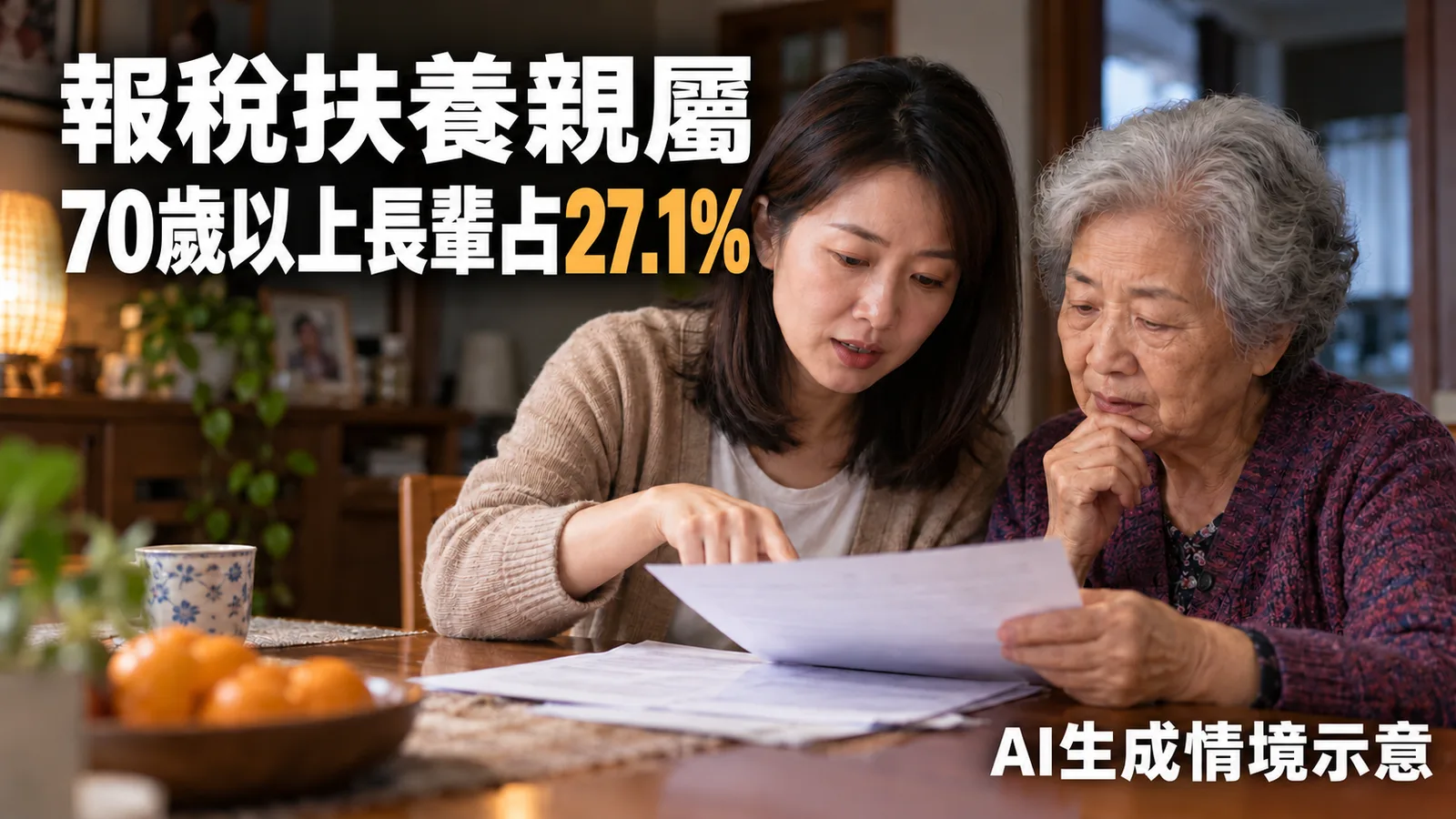 財政部：報稅扶養親屬中70歲以上占27.1%，9年增8.2個百分點