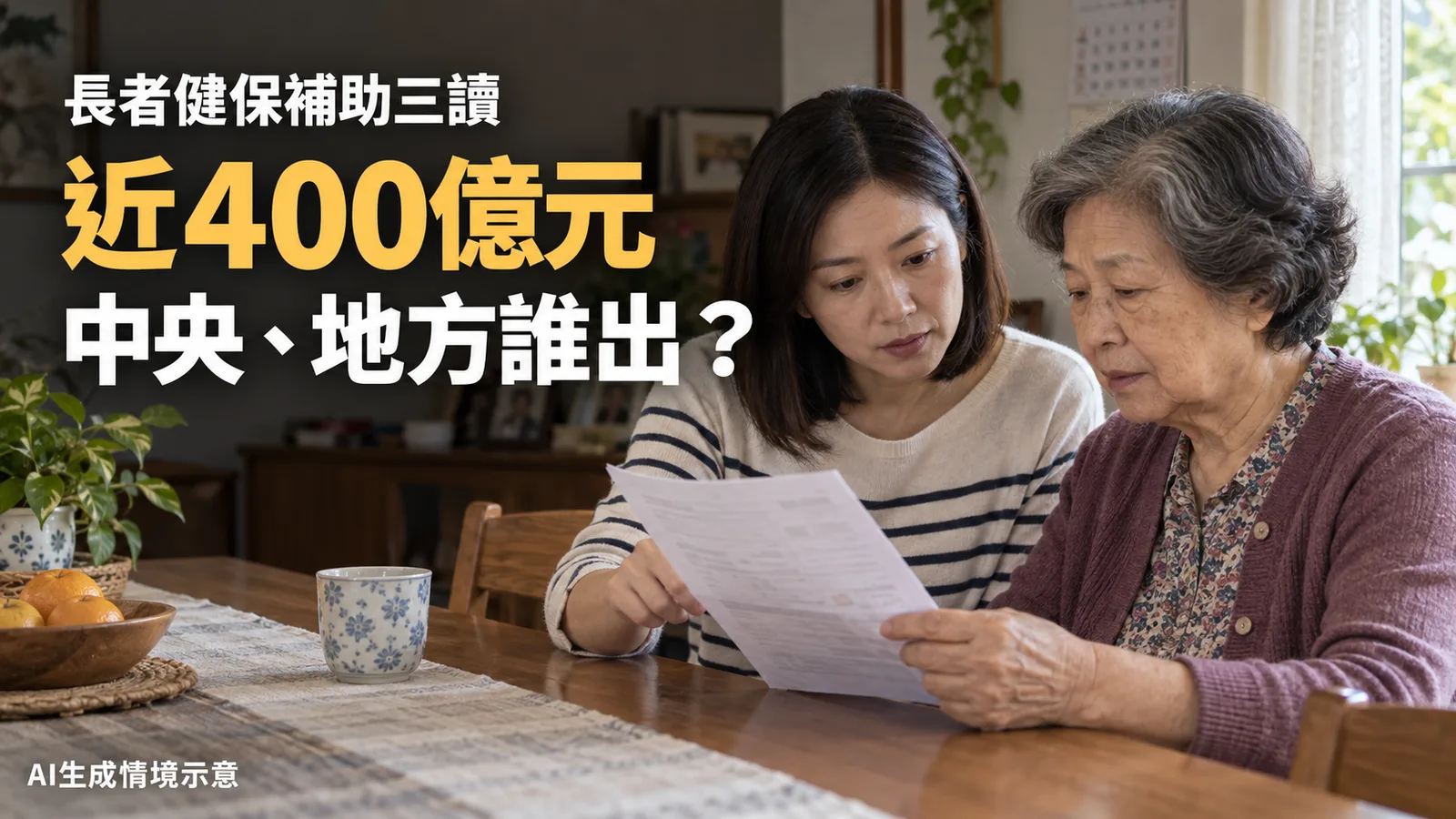 長者健保補助三讀：估403萬人受惠，近400億元誰負擔？