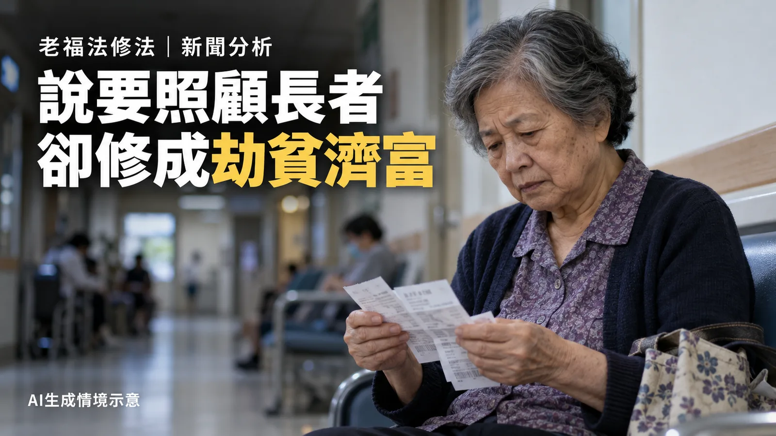 說要照顧長者，卻修成劫貧濟富：老福法再爆爭議！刪去弱勢醫療補助規定