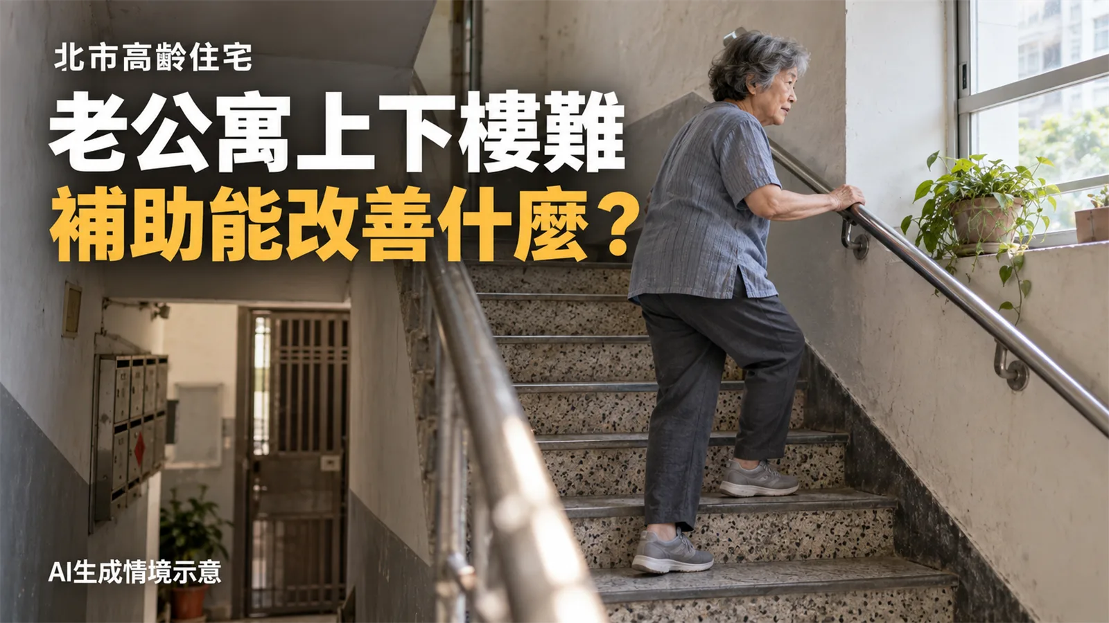 北市近六成60歲以上長者住無電梯公寓，老宅補助能改善什麼？