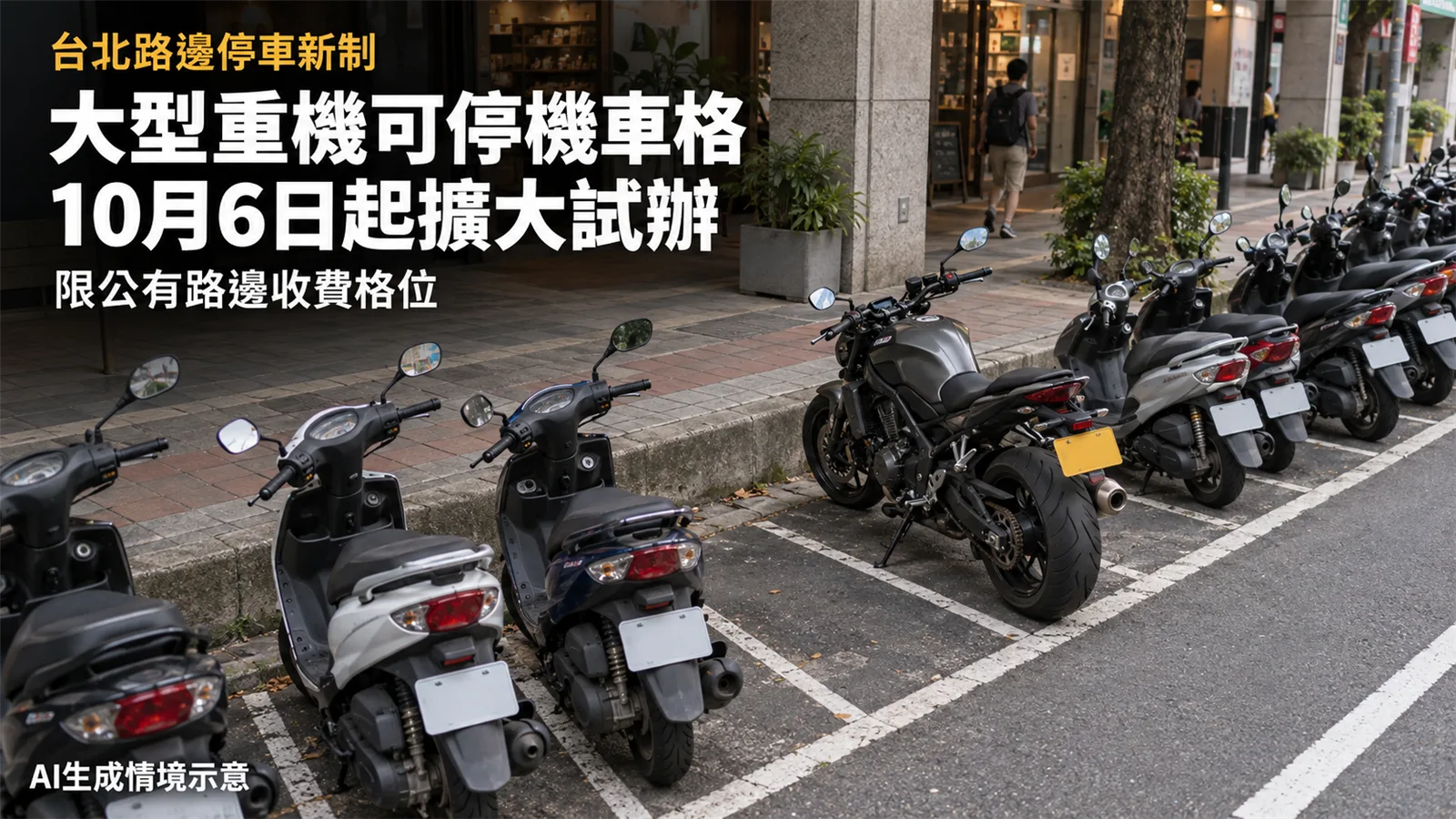 台北大型重機10月6日起可停6.3萬路邊收費機車格，費率怎麼算？
