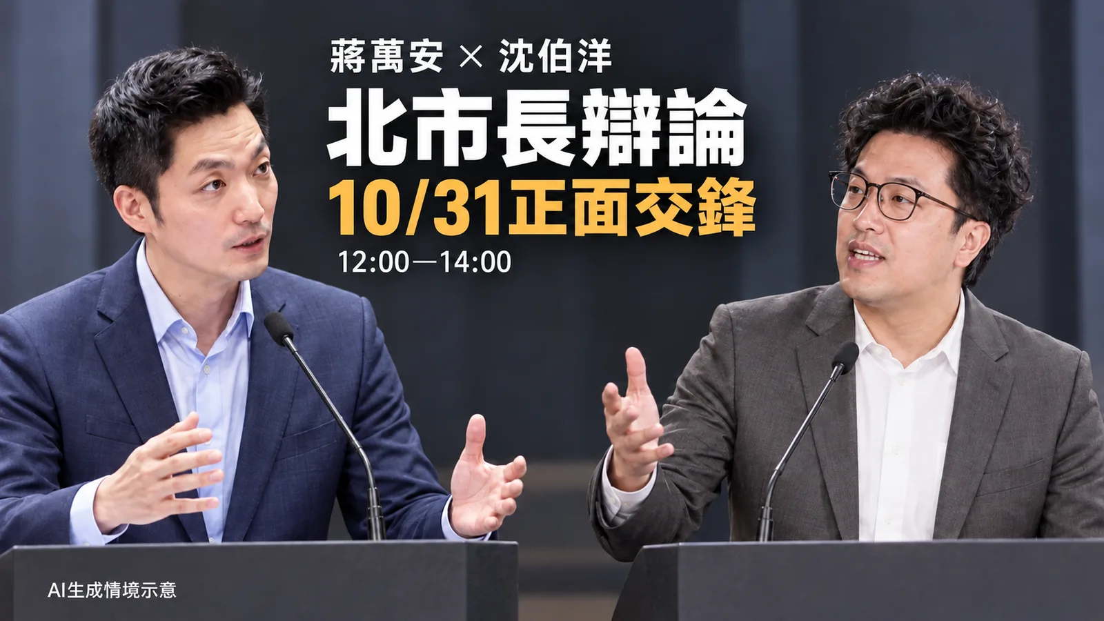 北市長首場辯論10/31中午登場，蔣萬安、沈伯洋交互詰問可追問一次