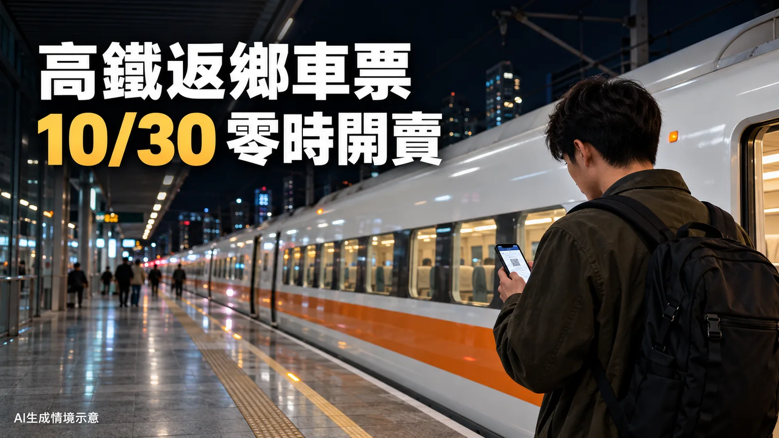 九合一返鄉高鐵10月30日零時開賣，40班加班車怎麼選