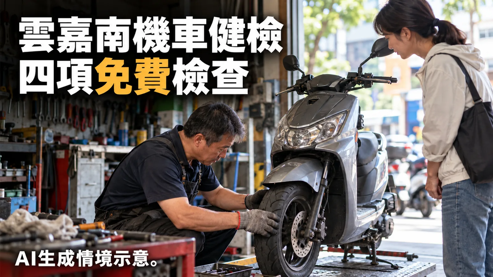 雲嘉南1,094家車行免費健檢機車，查據點與4項檢查到12月底