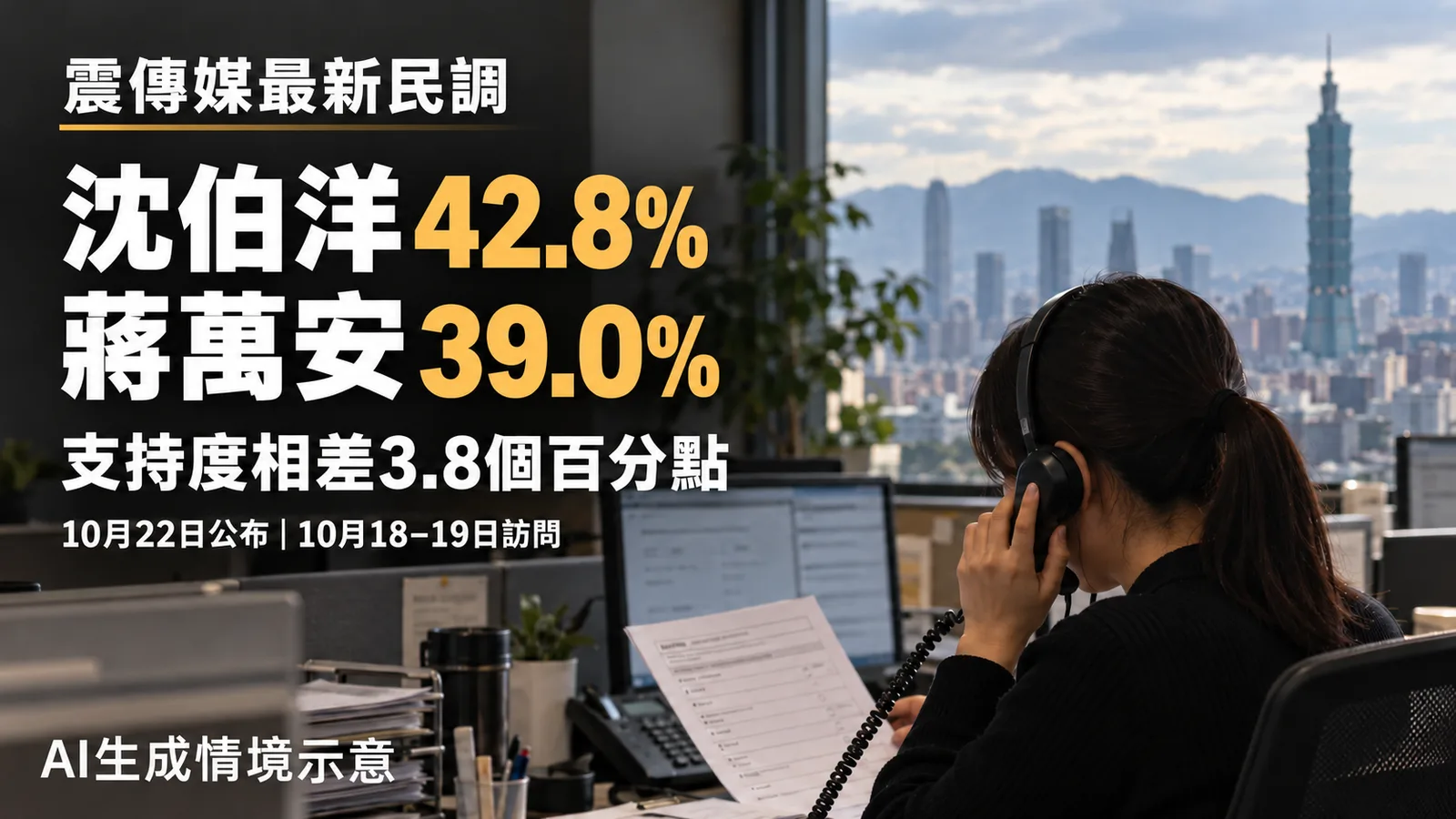 震傳媒最新民調：沈伯洋42.8%、蔣萬安39%，支持度相差3.8個百分點